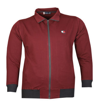 Büyük Beden Baharlık Fermuarlı Sweatshirt 80016 Bordo