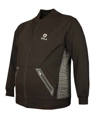  - Büyük Beden Baharlık Fermuarlı Sweatshirt 80018 Siyah