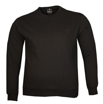 Büyük Beden Bisiklet Yaka Kalın Sweatshirt 79019-Siyah