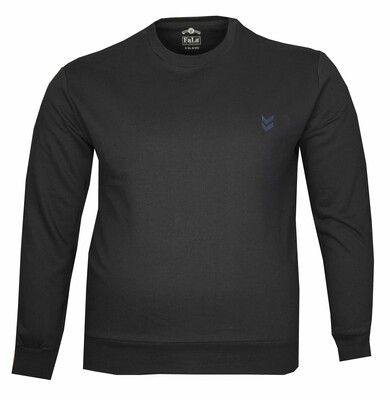  - Büyük Beden Bisiklet Yaka Kalın Sweatshirt 79019-Lacivert