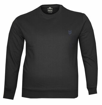 Büyük Beden Bisiklet Yaka Kalın Sweatshirt 79019-Lacivert - 1