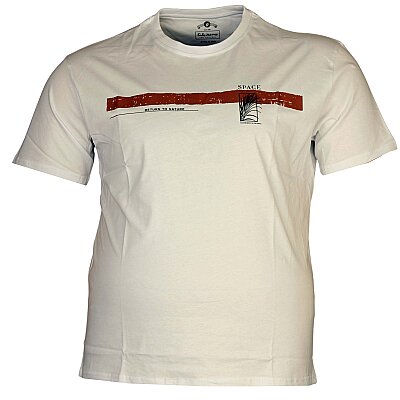 Büyük Beden Bisiklet Yaka T-shirt 75091 Beyaz - 