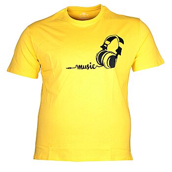 Büyük Beden Bisiklet Yaka T-shirt 75093 Sarı - 1