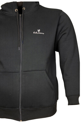 Büyük Beden Kışlık Fermuarlı Kapşonlu Sweatshirt 80017 Lacivert - Thumbnail