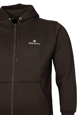 Büyük Beden Kışlık Fermuarlı Kapşonlu Sweatshirt 80017 Siyah - Thumbnail