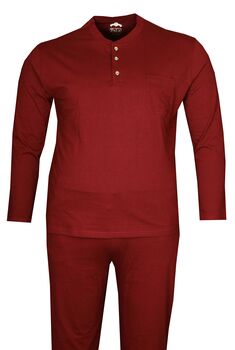 Büyük Beden Penye Pijama Takımı Bordo 86001