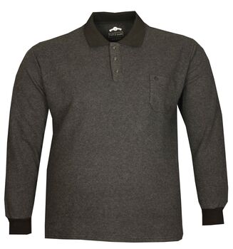 Büyük Beden Polo Yaka Kalın Sweatshirt 98421 Siyah - 1