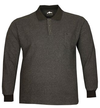 Büyük Beden Polo Yaka Kalın Sweatshirt 98421 Siyah