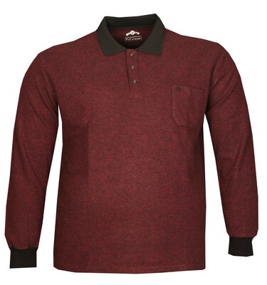 Büyük Beden Polo Yaka Kalın Sweatshirt 98421 Bordo - Thumbnail