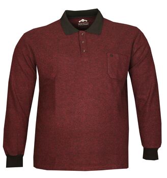 Büyük Beden Polo Yaka Kalın Sweatshirt 98421 Bordo