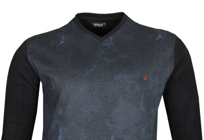 Büyük Beden V Yaka Kalın Sweatshirt 79010 Lacivert - 2