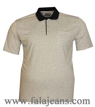 Büyük Beden Polo Yk Penye T-Shirt 76102 Gri - 1