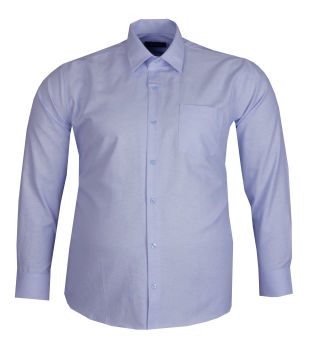 Büyük Beden Uzun Kollu Düz Gömlek 95390 Mavi