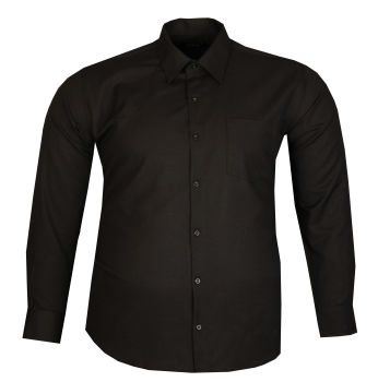 Büyük Beden Uzun Kollu Düz Gömlek 95390 Siyah
