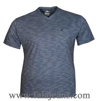 Büyük Beden V Yaka T-shırt 75039 Lacivert - 1