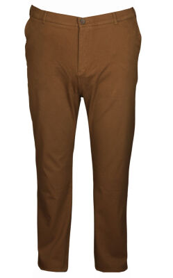 Büyük Beden Yan Cep Chino Pantolon 97166 Kahverengi - 3