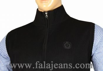 Büyük Beden Fermuarlı Dik Yaka Triko Yelek Siyah 940133